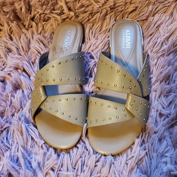 Alfani Nude Studded Slide Sandals 6 - Picture 6 of 7